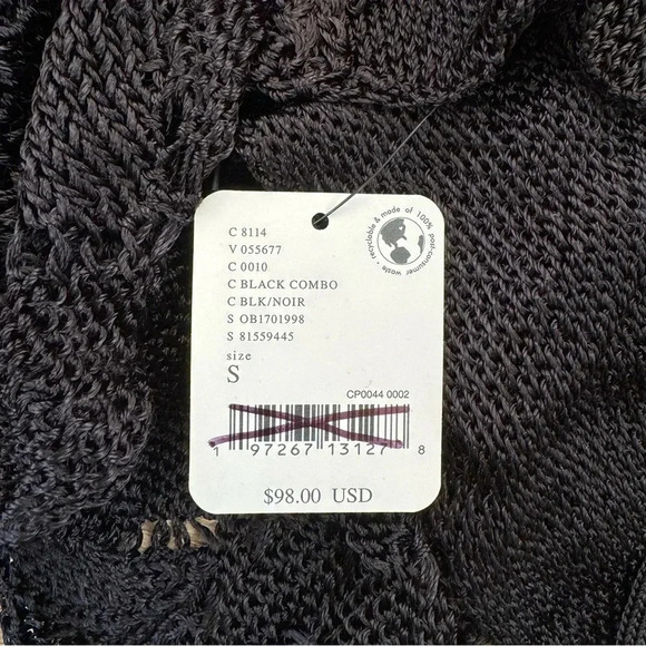 NWT Free People Knit Crochet Halter Top Shirt Black Small - Picture 2 of 8